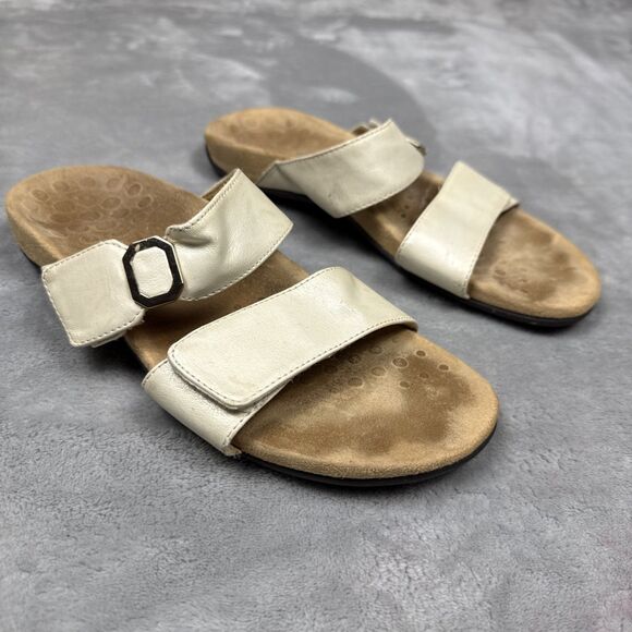 Vionic Women’s Size 8 Sandals | Beige Double Strap Slide Comfort Orthotic Shoes - Picture 2 of 7